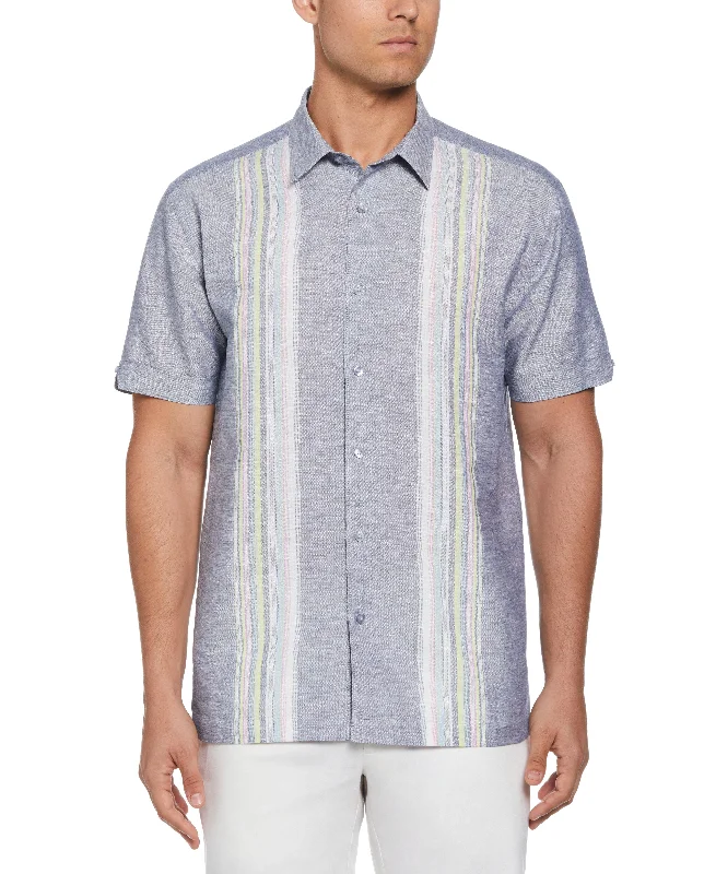 Linen Blend Yarn Dye Panel Shirt Dynamic Men's Glow