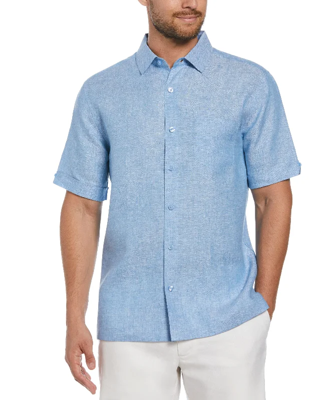 Classic Two-Tone Linen Shirt Athletic Men's High