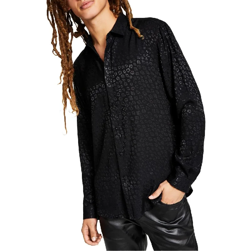 INC Mens Shimmer Collared Button-Down Shirt Modern Men's Tech