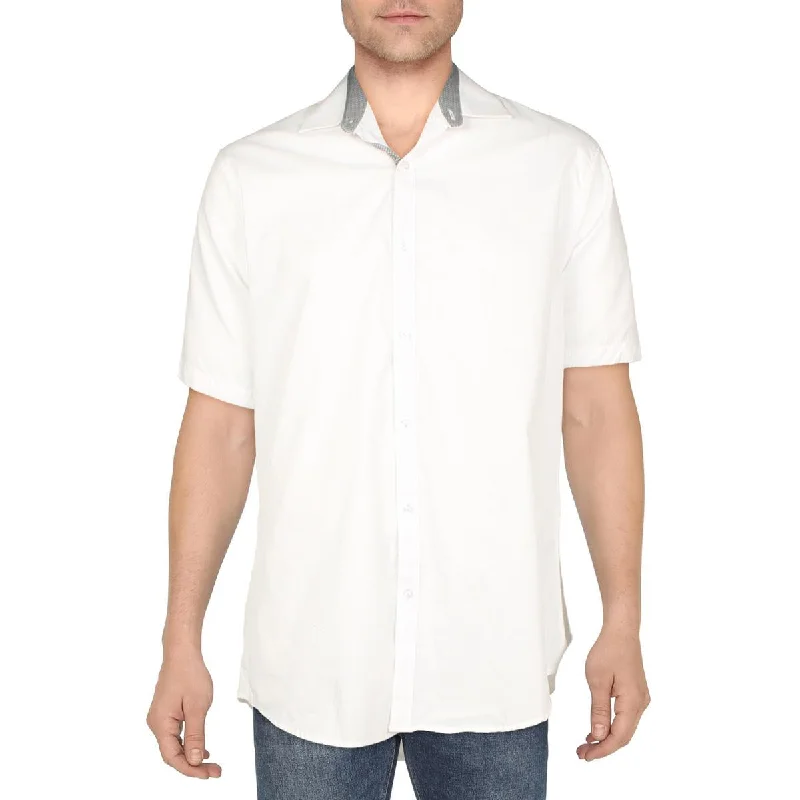 Galaxy Mens Collared Short Sleeve Button-Down Shirt Lumberjack