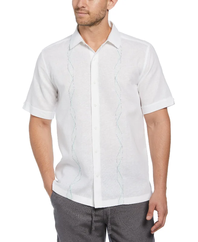 Linen Blend Geo Embroidered Panel Shirt Dynamic Men's High