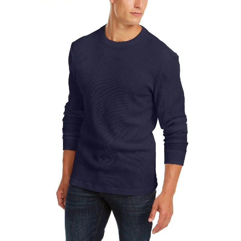 Club Room Mens Crewneck Waffle Knit Thermal Shirt Classic Men's Pin