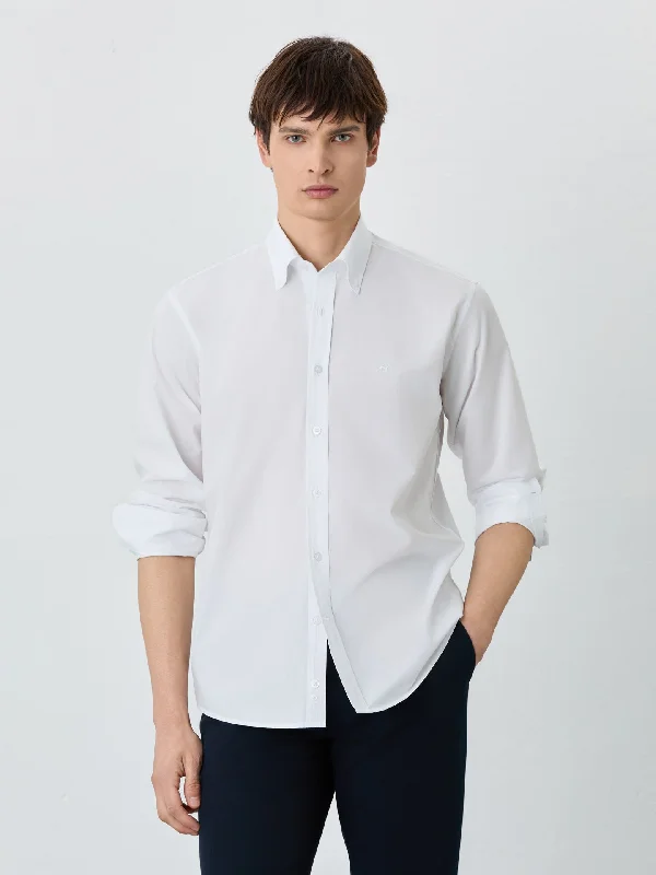 Regular Fit Shirt With Button Down Collar In Poplin Cotton Elegant Men's Cashmere