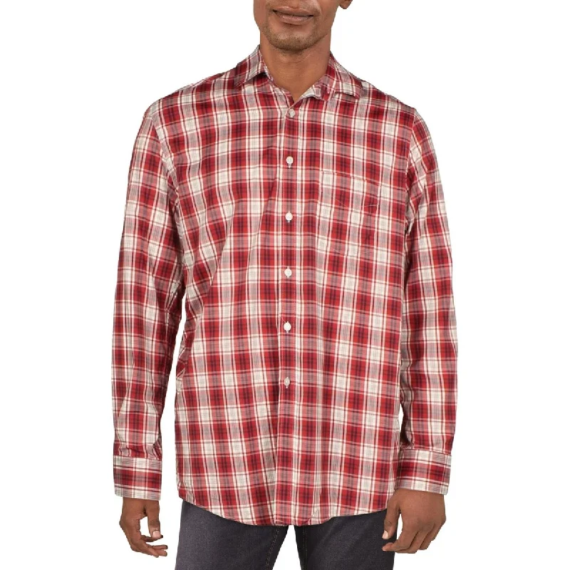 Club Room Mens Plaid Wrinkle Resistant Button-Down Shirt Minimalist Men's Casual 