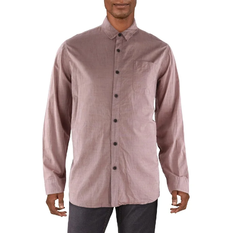 Reef Mens Cotton Heathered Button-Down Shirt Practical Men's Multi