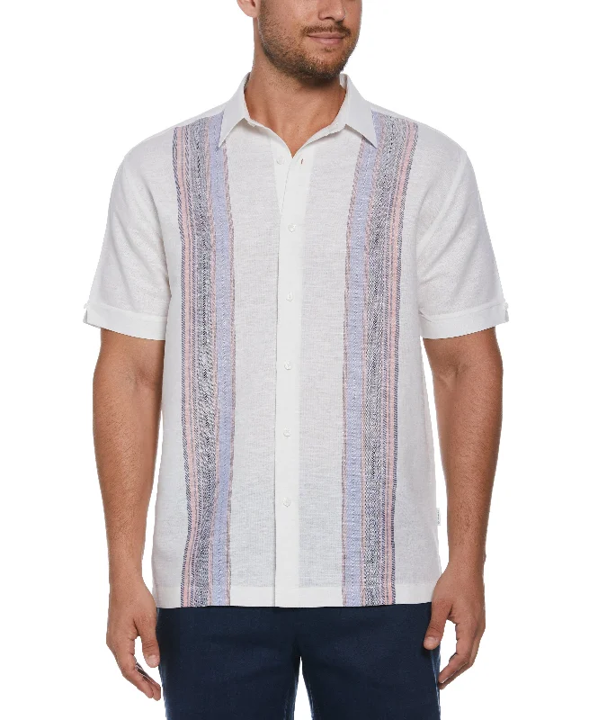 Linen Blend Yarn Dye Panel Shirt Confident Men's High