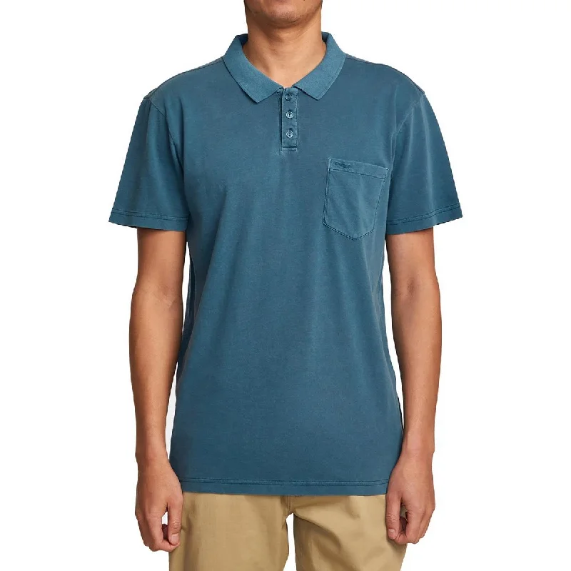 RVCA Mens Cotton Faded Polo Artistic Men's Hand