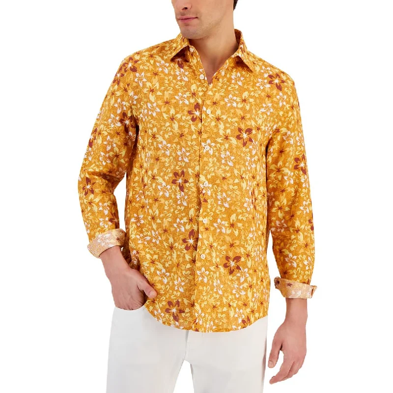 Club Room Mens Floral Collar Button-Down Shirt Bold Men's Animal