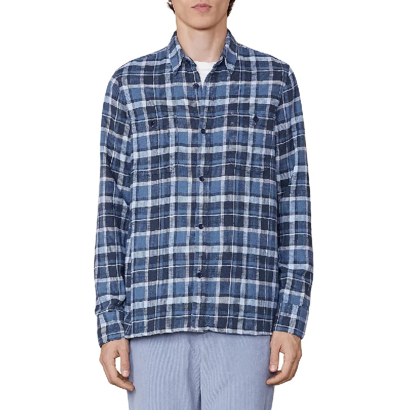 Officine Générale Mens Cotton Plaid Button-Down Shirt Practical Men's Quick