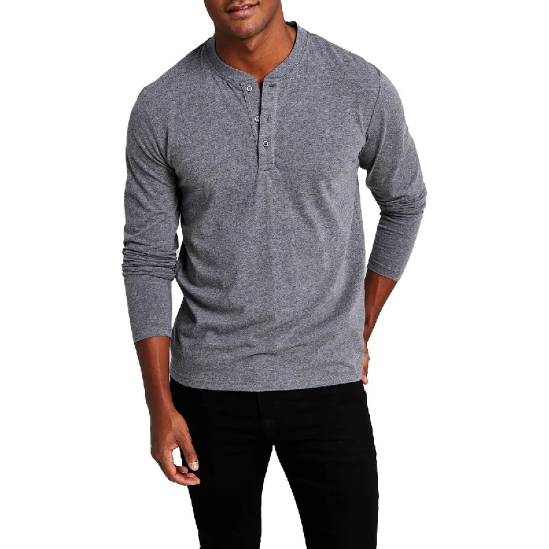 And Now This Mens Classic Fit Long Sleeve Henley Shirt Sleek Men's Metallic