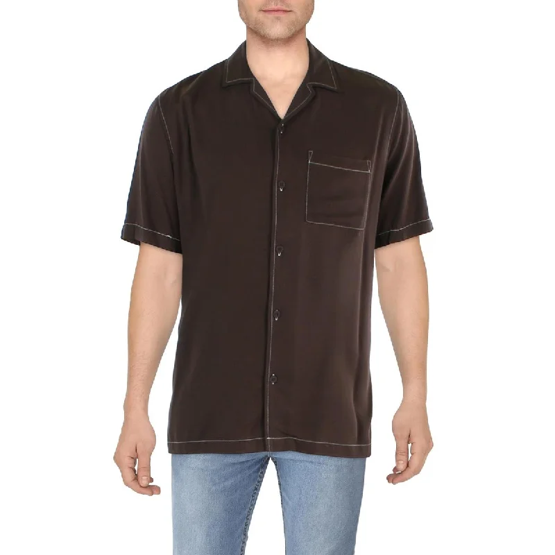 Cotton On Mens Riviera Crinkled Short Sleeve Button-Down Shirt Bold Men's Animal