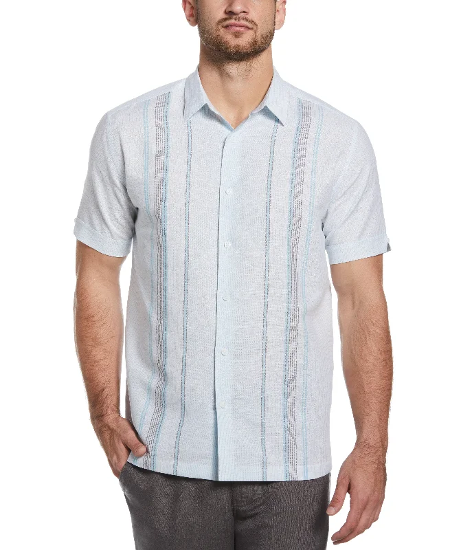 Linen Blend Engineered Yarn-Dyed Panel Shirt Traditional Men's Wool