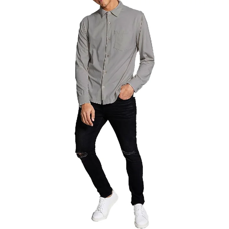 And Now This Mens Classic Fit Collared Button-Down Shirt Monochromatic All