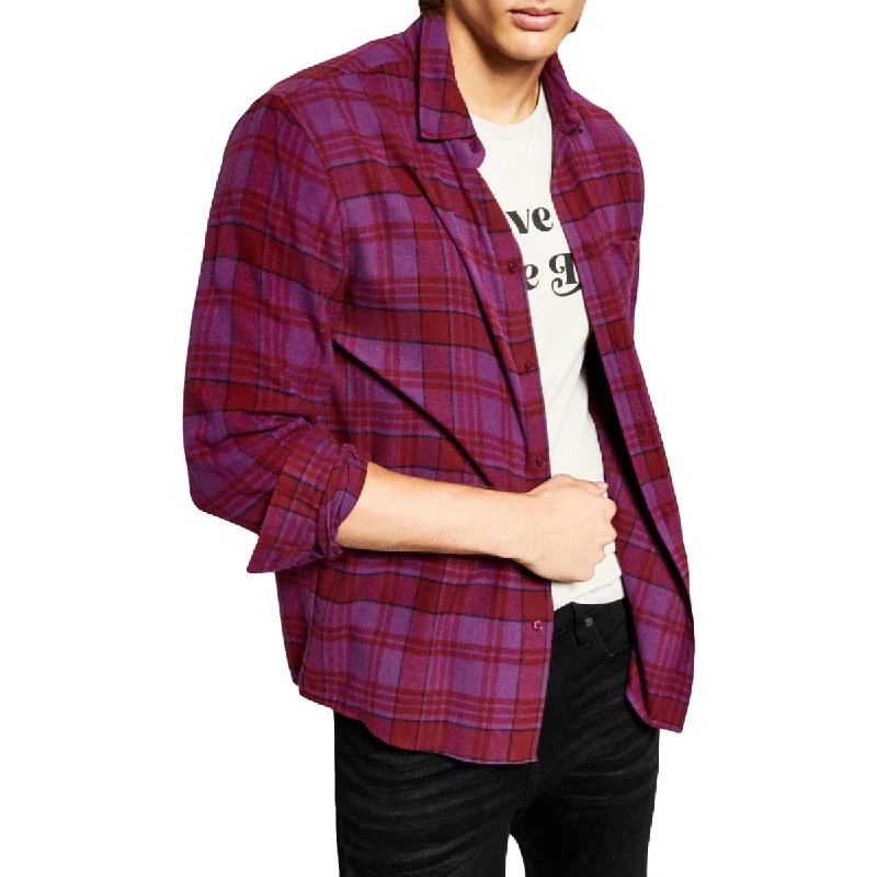 And Now This Mens Flannel Collared Button-Down Shirt Bold Men's Statement