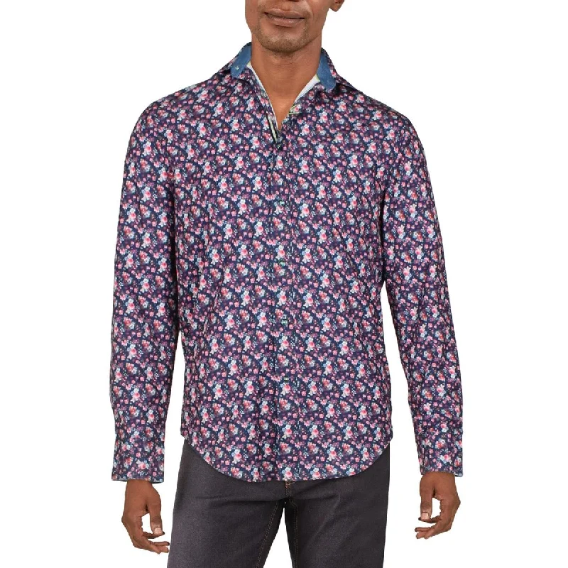 Society of Threads Mens Slim Fit Stretch Button-Down Shirt Business