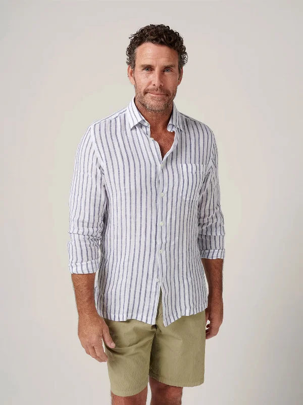 Christian Kimber Bronte Italian Stripe Shirt - Navy Organic