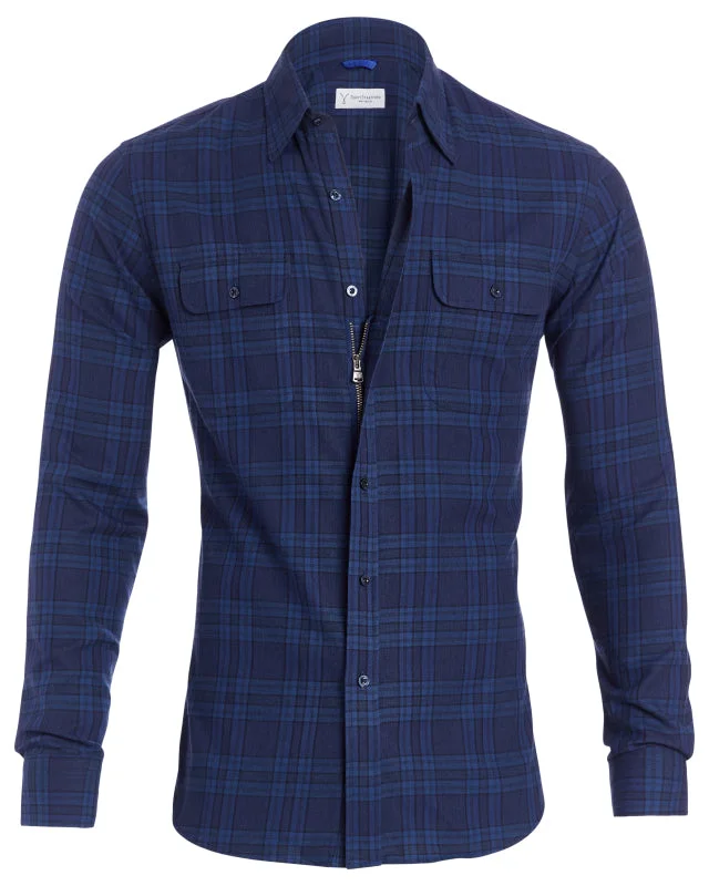 Navy & Blue Plaid Flannel- Small Batch #458 Tough Men's Tactical