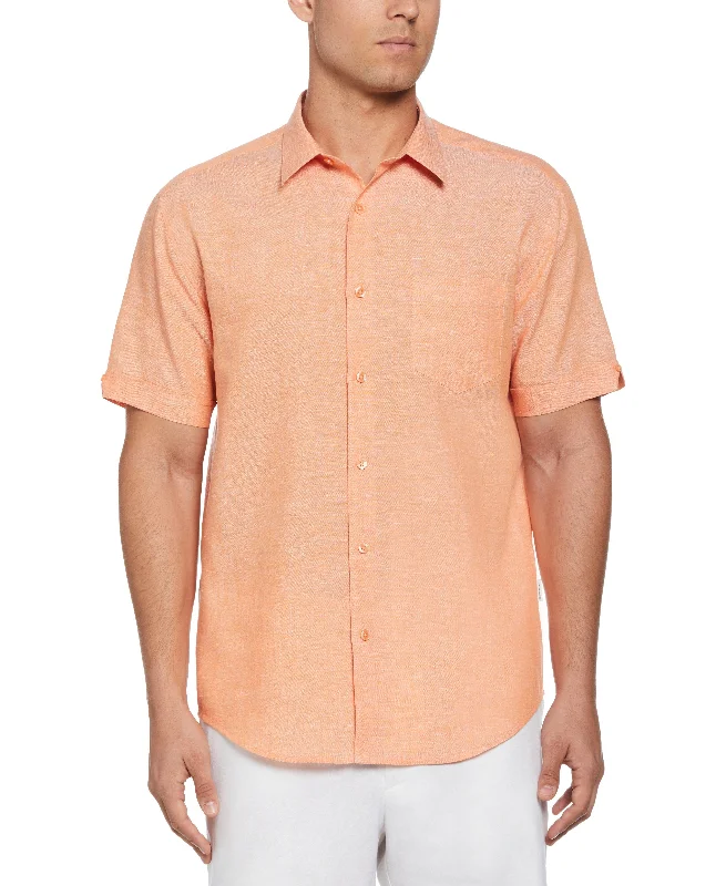 TravelSelect™ Linen-Blend One Pocket Shirt Laid