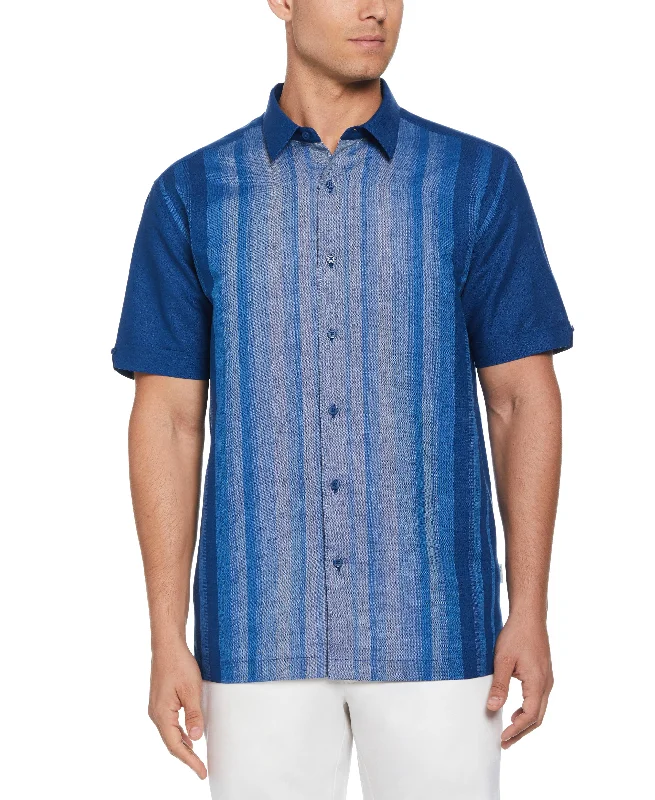 Linen Blend Ombre Stripe Shirt Refined Men's Classic 