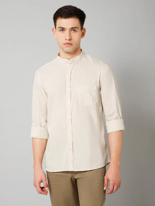 Men's Offwhite Casual Plain Full Sleeve Shirt Minimalist Men's Casual 