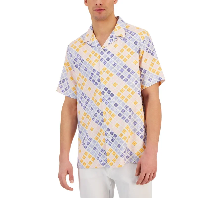 Club Room Mens Silk Button-Down Shirt Stylish Men's Tropical 