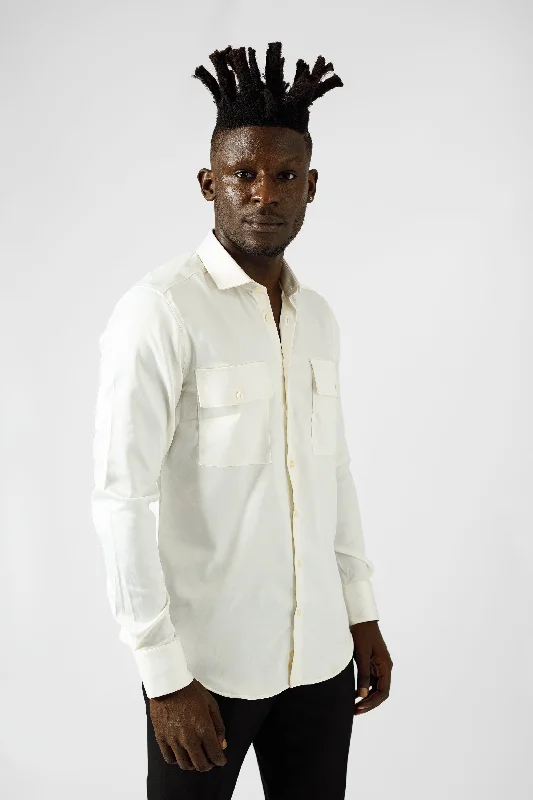 Ivory Satin with Pockets Sleek Men's Metallic