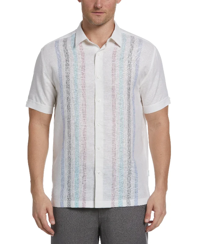 Linen Blend Yarn Dye Panel Shirt Dynamic Men's High