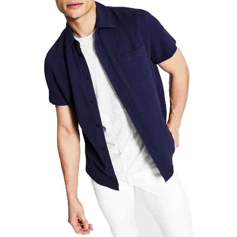 And Now This Mens Crinkle Point-Collar Button-Down Shirt Laid