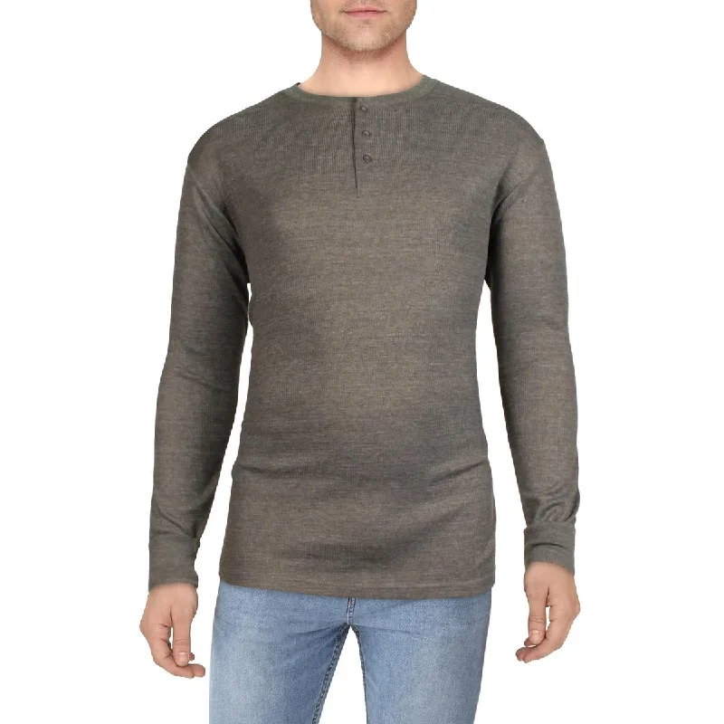 Galaxy by Harvic Mens Thermal Long Sleeves Henley Shirt Street