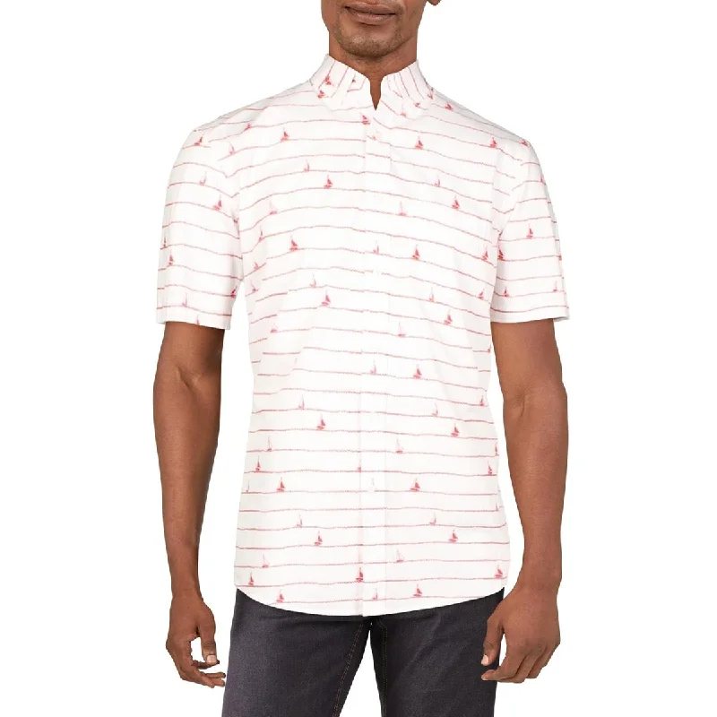 Club Room Mens Collared Cotton Button-Down Shirt Hip Men's Retro