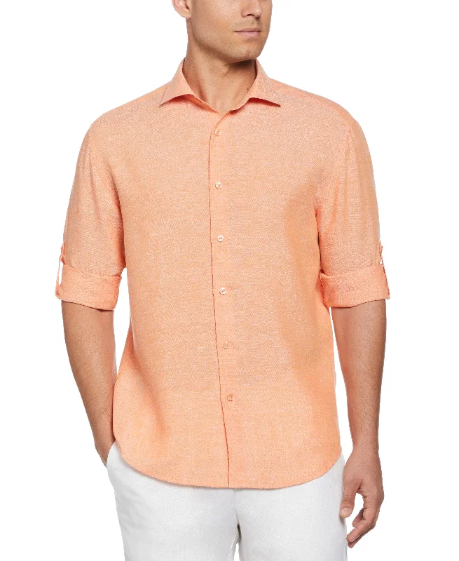 Travelselect™ Linen-Blend Rolled Sleeve Shirt Masculine Men's 