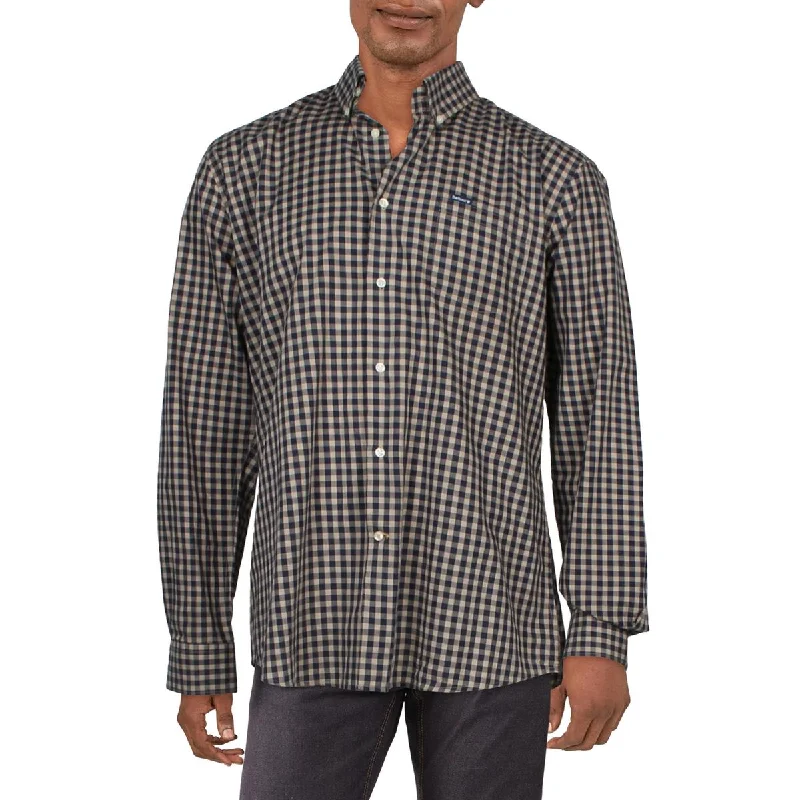 Barbour Mens Cotton Checkered Button-Down Shirt Earthy Men's Hemp