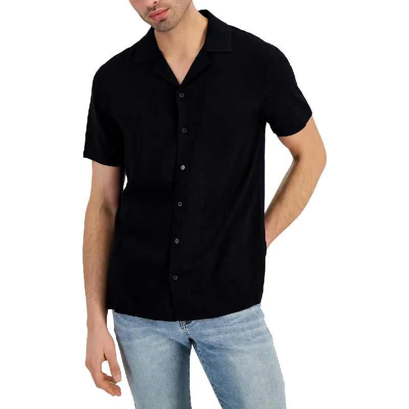 And Now This Mens Collar Short Sleeve Button-Down Shirt Modern Men's Tech