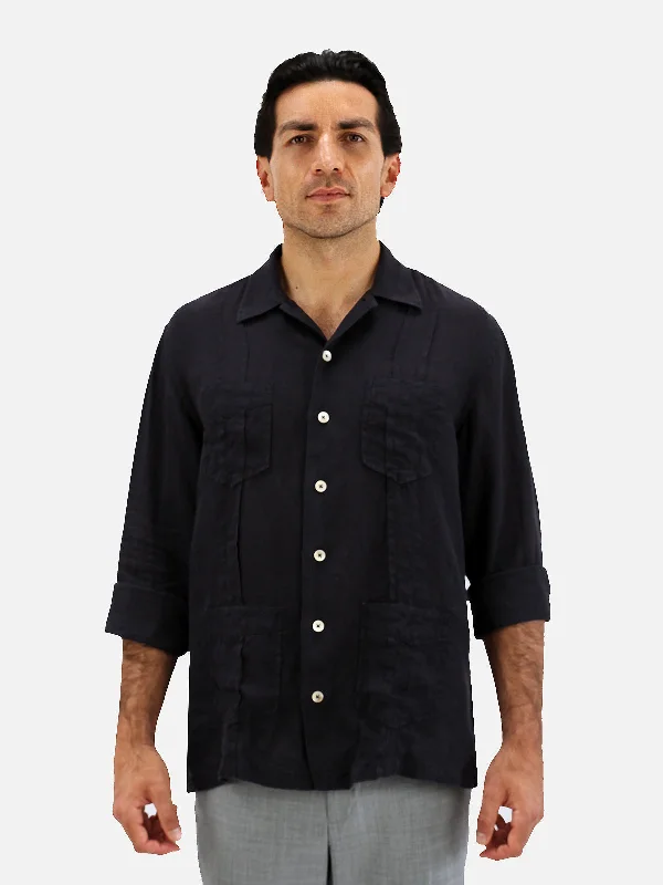 Black Linen Guayabera Shirt Lumberjack