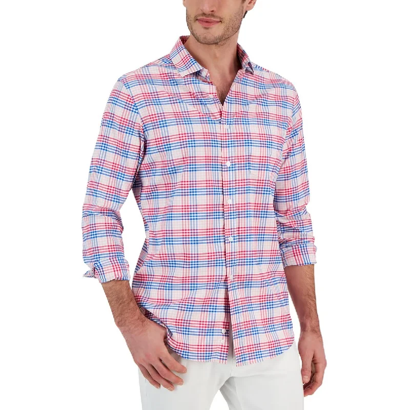 Club Room Mens Malia Plaid Woven Button-Down Shirt Edgy Men's Punk