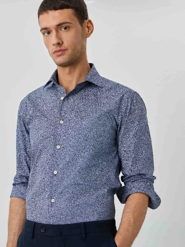 Slim Fit Shirt With Open Collar In Cotton With Print Lumberjack