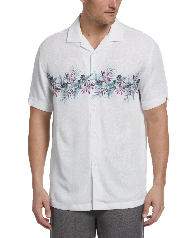 Tropical Chest Print Camp Collar Shirt Artistic Men's Hand