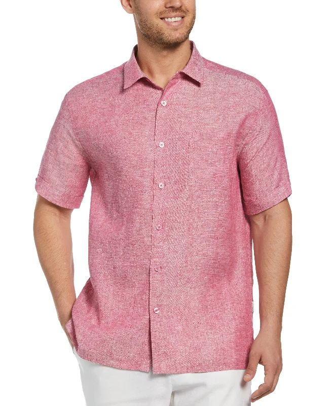 Classic Two-Tone Linen Shirt Practical Men's Quick