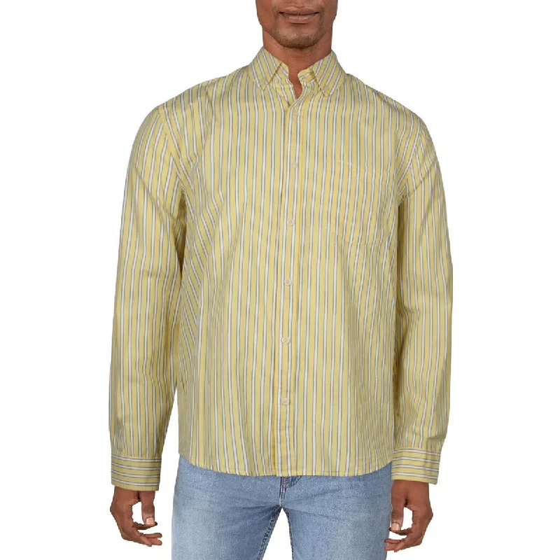 Cotton On Mens Collar Long Sleeve Button-Down Shirt Polished Men's Silk