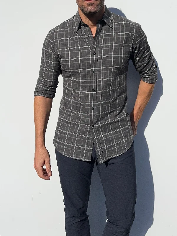 Charcoal & White Plaid Flannel- Small Batch #459 Refined Men's Velvet