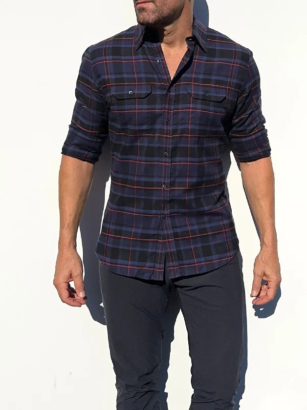 Navy, Black & Red Utility Flannel- Small Batch #577 Sporty Men's Tennis