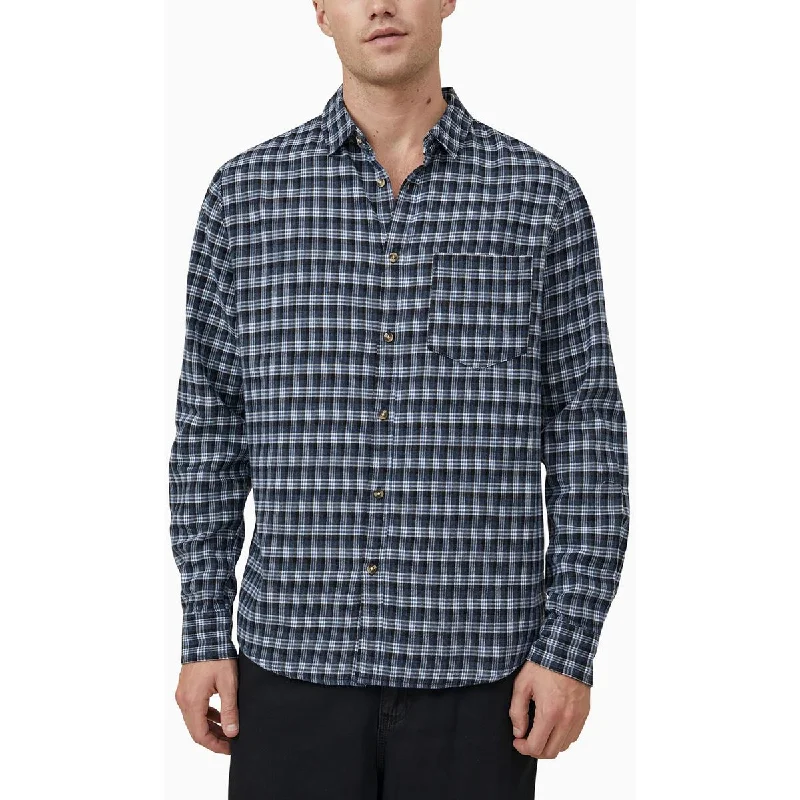 Cotton On Mens Camden Plaid Collared Button-Down Shirt Masculine Men's Thick