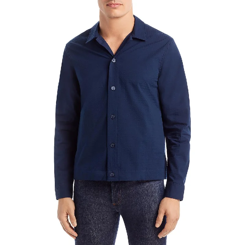 Michael Kors Mens Seersucker Collar Button-Down Shirt Tailored