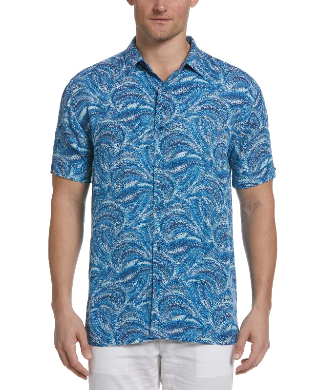 Textured Wave Print Shirt Earthy Men's Sustainable 