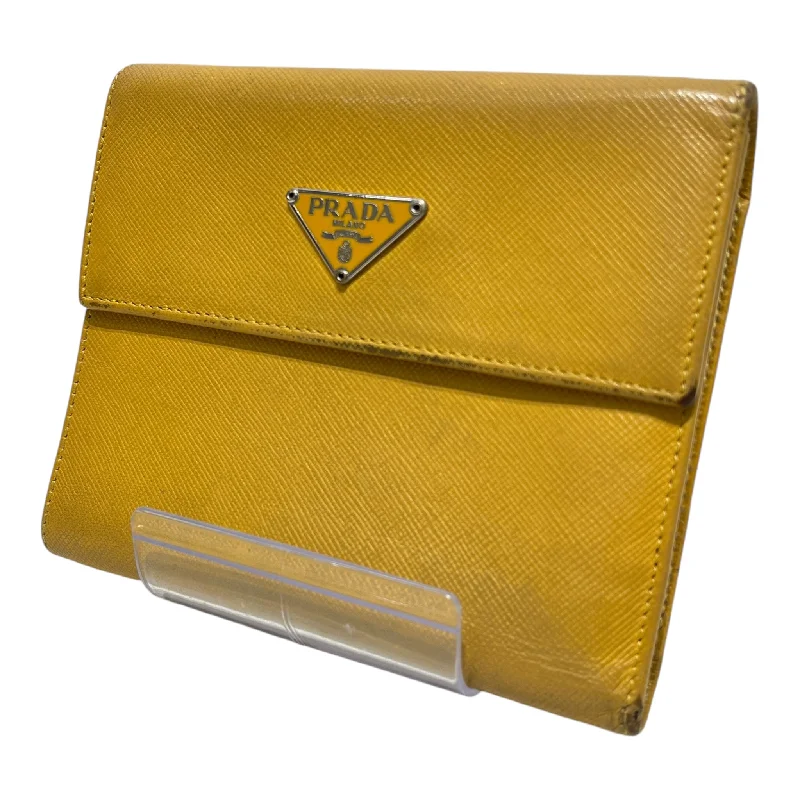 PRADA/Bifold Wallet/Leather/YEL/Prada Logo BIfold Sporty Men's Tennis