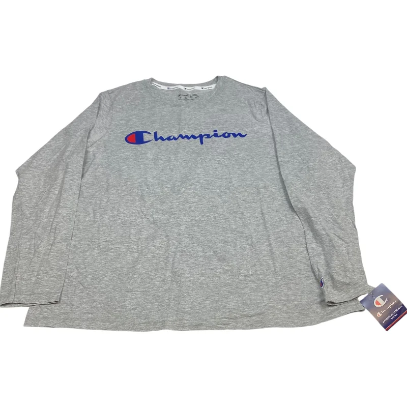 Athletic Top Long Sleeve Crewneck By Champion In Grey, Size: 2x Sleek Men's Metallic