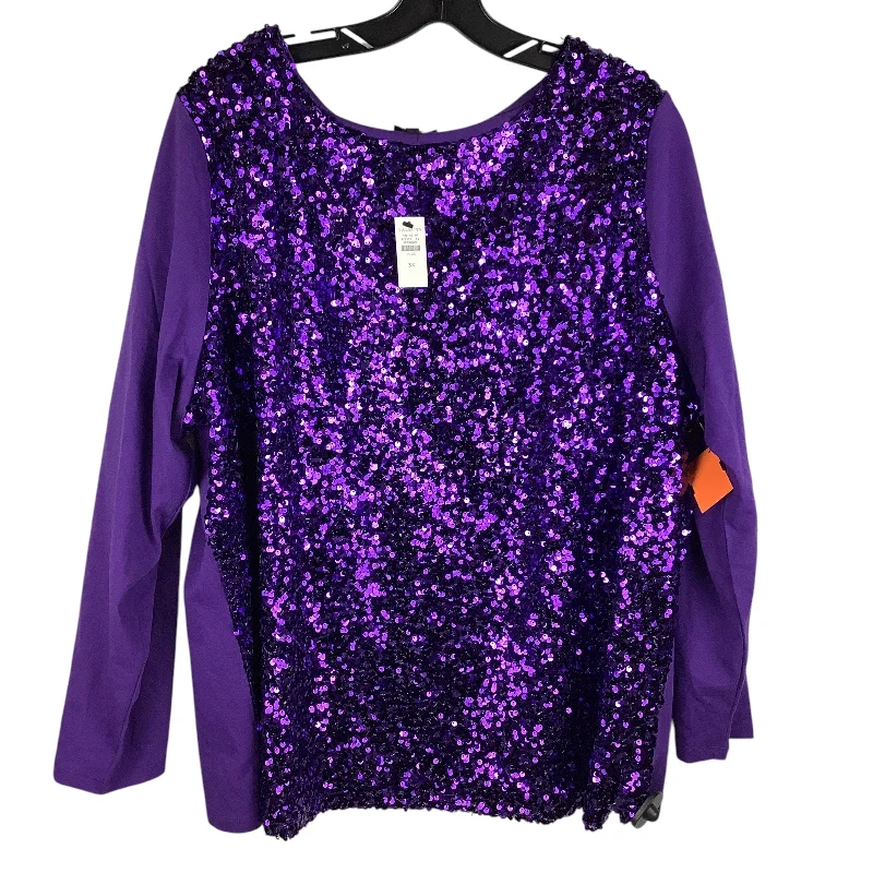 Top Long Sleeve By Talbots In Purple, Size: 3x Sharp Men's Italian