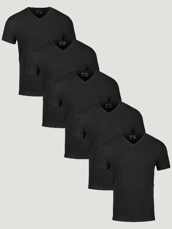 All Black V-Neck 5-Pack Cclassic Men's Tweed