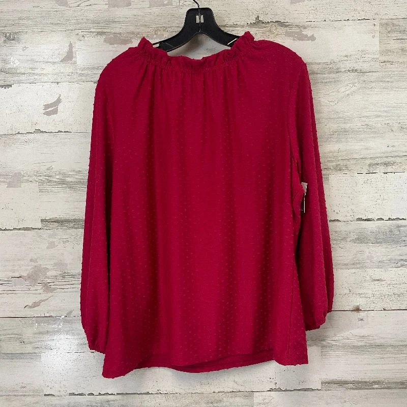 Top Long Sleeve By Adrianna Papell In Red, Size: Xl Tough Men's Military