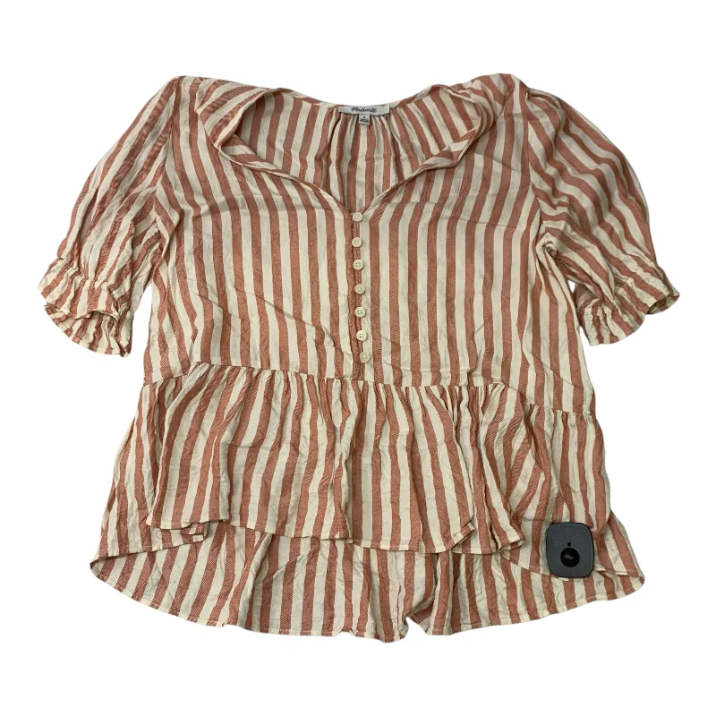 Top Short Sleeve By Madewell In Orange & White, Size: S Dynamic Men's Moto